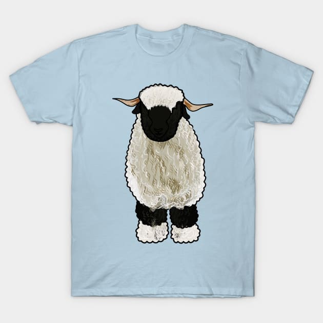 Valais Blacknose sheep cartoon illustration T-Shirt by Miss Cartoon